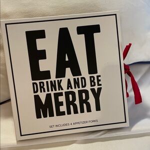 Eat Drink and Be Merry Appetizer Fork Set